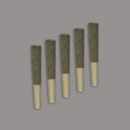 Five cannabis pre-rolled joints.